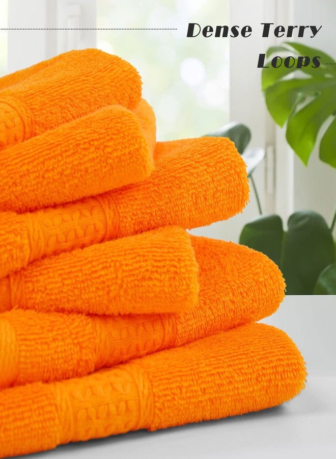 Cleanbear Washcloths Orange Face Cloths Set of 6 Large All Cotton Bathroom Wash Cloth - 13 by 13 Inches Highly Absorbent Face Towels for Fall Bathroom Decor Daily Use - Image 3
